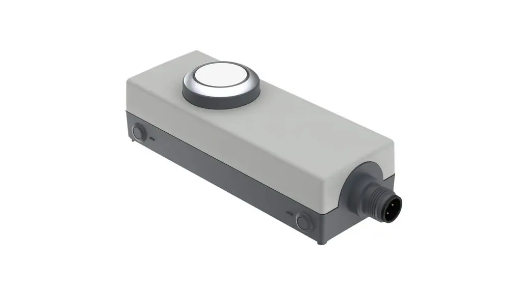 Produktfoto 1 von RAFI E-BOX M12 Not-Aus-Drucktaster, Schraubanschlussklemme, 1 Schließer, Grau, Silber, Weiß Beleuchtet IP65, 40 mm, x