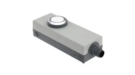 Produktfoto 1 von RAFI E-BOX M12 Not-Aus-Drucktaster, Schraubanschlussklemme, 1 Schließer, Grau, Silber, Weiß Beleuchtet IP65, 40mm, x