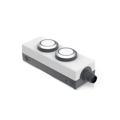 Produktfoto 1 von RAFI E-BOX M12 Not-Aus-Drucktaster, Schraubanschlussklemme, DPST, Weiß, Grau, Silber Beleuchtet IP65, 40mm, x 35.6 mm