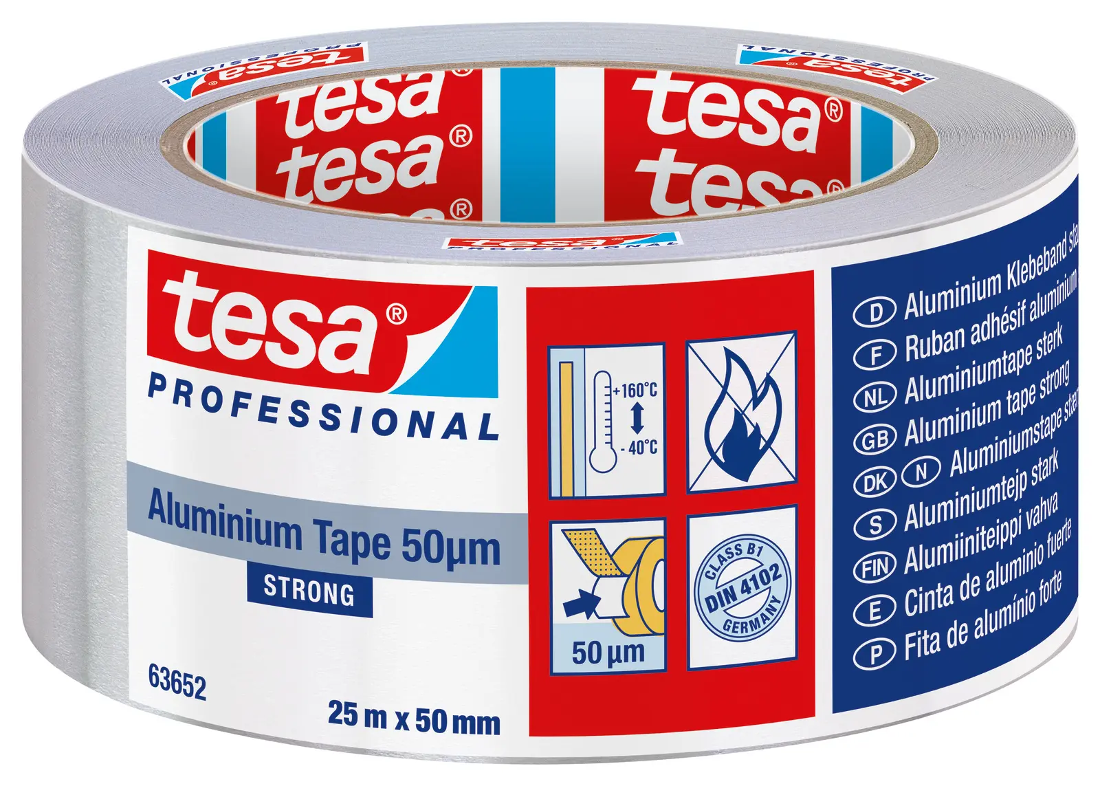 Tesa 63652-00001-00 Aluband Aluminiumband leitend, Stärke 0.085mm, 50mm x 25m