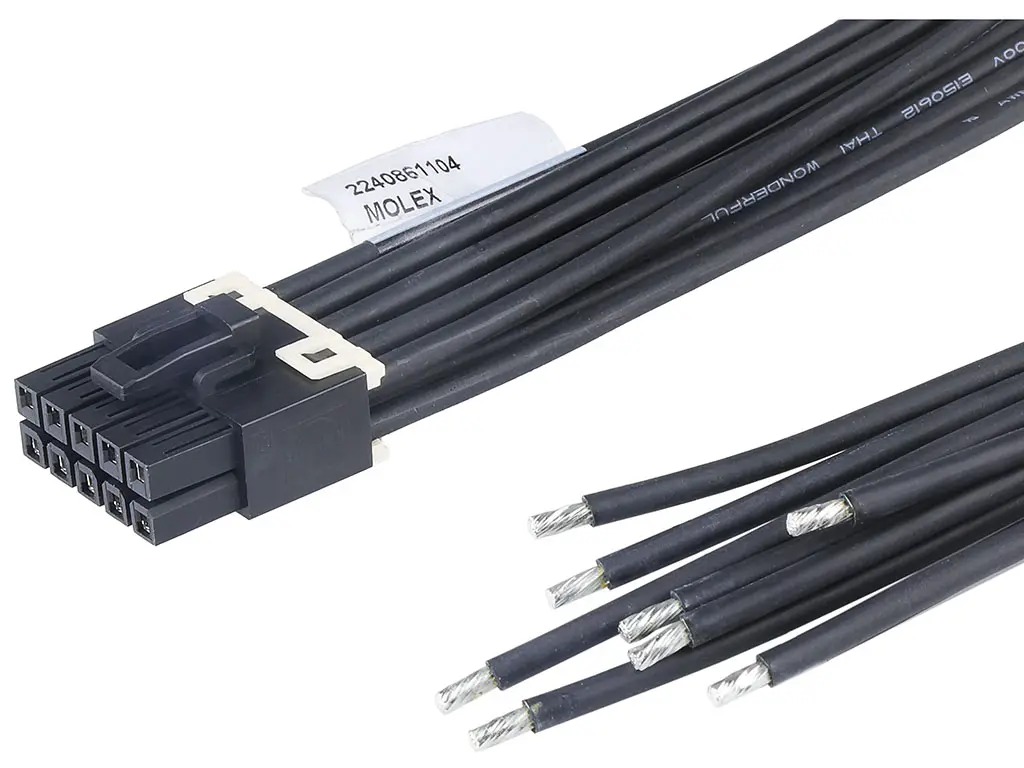 Produktfoto 1 von Molex 10 224086 Kabel-Platine-Kabelkomponente Mini-Fit Max 10 / Anschlusslitze Buchse / Stecker, 600 mm