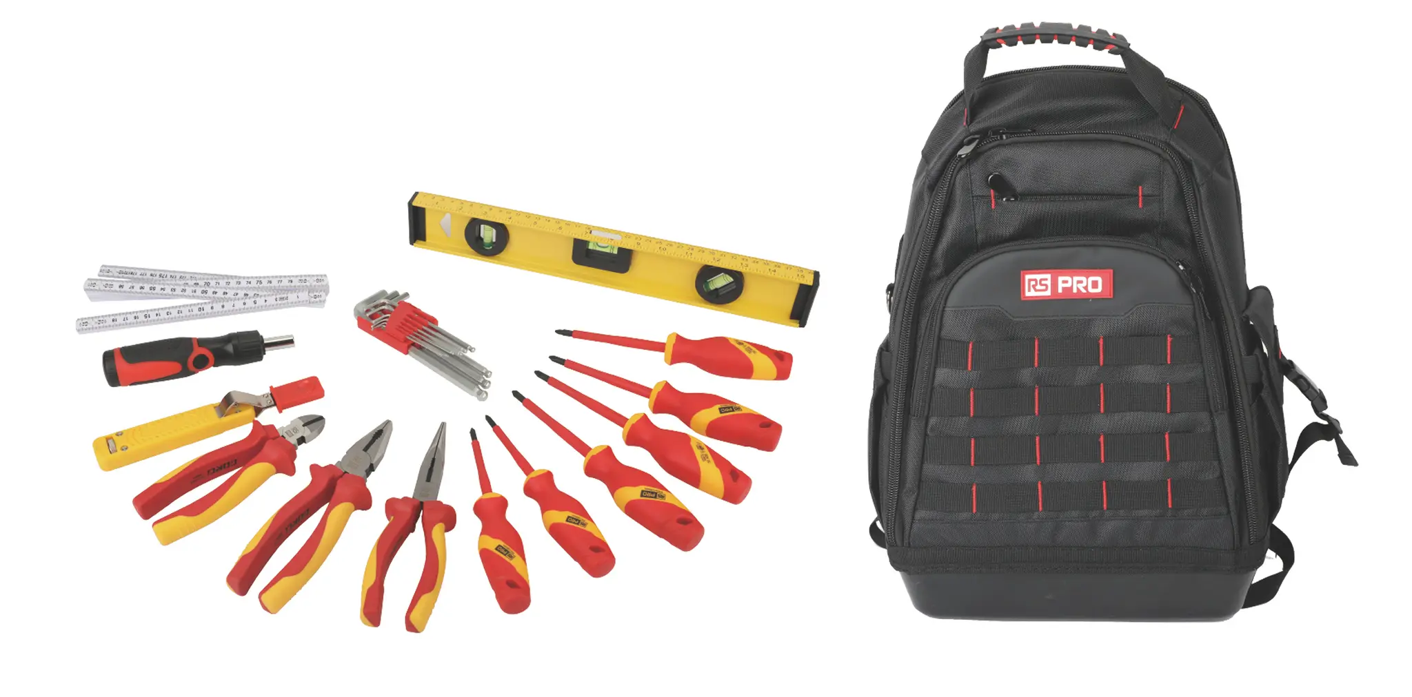 Produktfoto 1 von RS PRO VDE 1000V zugelassen Elektrowerkzeug-Set Werkzeugsatz, Beutel 23-teilig