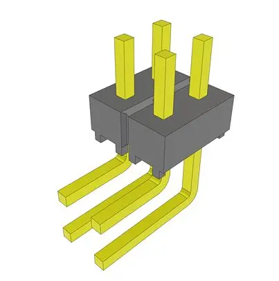 Produktfoto 1 von Samtec MTSW Leiterplattenleiste Vertikal, 4-polig / 2-reihig, Raster 2.54 mm Raster Winkel, Unisoliert