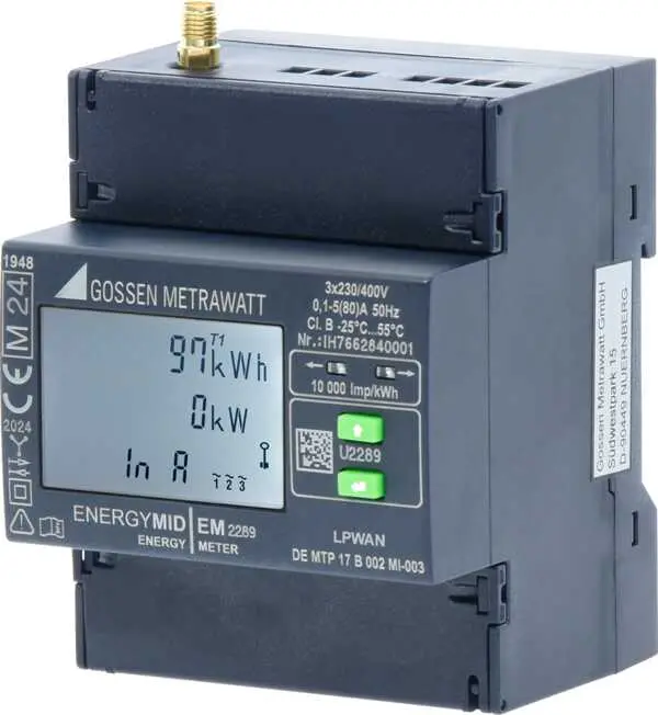Produktfoto 1 von Gossen Metrawatt U2289 Energiemessgerät LCD 90 mm Kalibriert x 72 mm Energiemessgerät, 7-stellig / 4-phasig 2 Ausg.