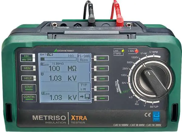 Gossen Metrawatt M550S Isolationsprüfer 50 V, 1000 V Isolationsprüfer 999 GΩ Flach versenkt