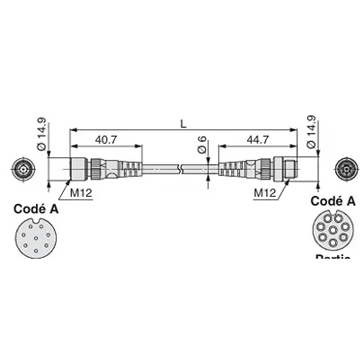 Produktfoto 1 von SMC PLC-Zubehör, 10 m Abgeschirmt Buchse, A M12 Buchse, B M12, Polyvinylchlorid