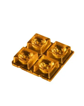 Produktfoto 1 von Ledil Amber 2x2 LED Linse 1-LEDs Vierkant aus Polymethylmethacrylat Elliptisch, Gelb 25 ° x 10.4 mm