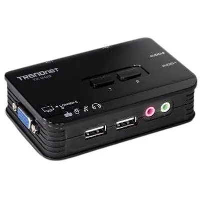 Produktfoto 1 von Trendnet KVM-Switch 2-Port 2 Videoausgänge VGA, SVGA 2 Displays USB 3,5-mm-Audiobuchse 2048 x 1536 pixel