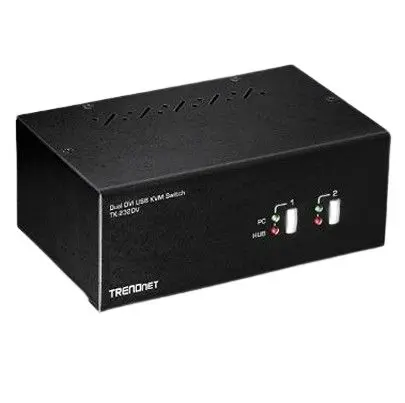 Produktfoto 1 von Trendnet KVM-Switch 2-Port 2 Videoausgänge DVI 2 Displays USB 3,5-mm-Audiobuchse 2048 x 1536 pixel