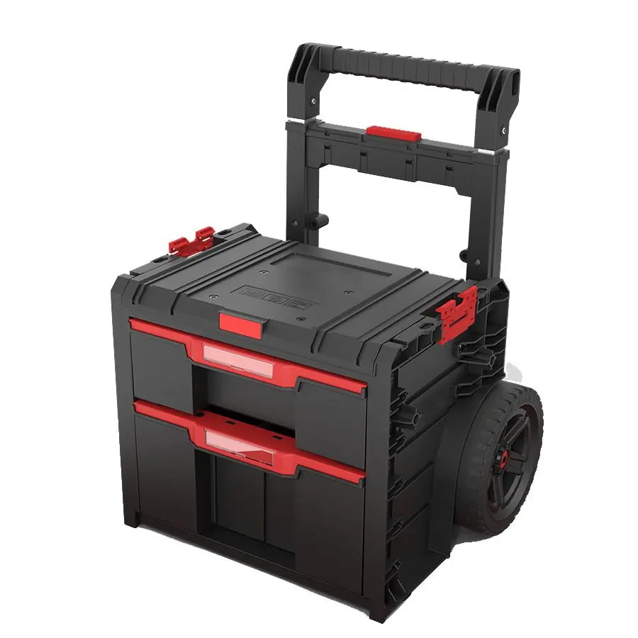 RS PRO Kunststoff Werkzeugkasten und Werkzeugkoffer, 2 Schubladen, L. 520 mm B. 440 mm H. 660 mm mit Rädern
