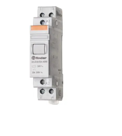 Produktfoto 1 von Finder Stromstoßschalter modular 12V Spule 1-poliger Öffner, 1-poliger Schließer für DIN-Schienen 20A Monostabiles