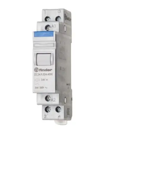 Produktfoto 1 von Finder Stromstoßschalter modular 12V Spule DPST für DIN-Schienen 20A Monostabiles Relais
