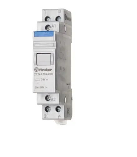 Produktfoto 1 von Finder Stromstoßschalter modular 24V Spule DPST für DIN-Schienen 20A Monostabiles Relais