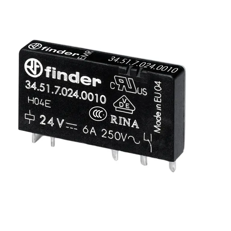 Produktfoto 1 von Finder 24V ac/dc Spule 1-poliger Schließer Printrelais 6A