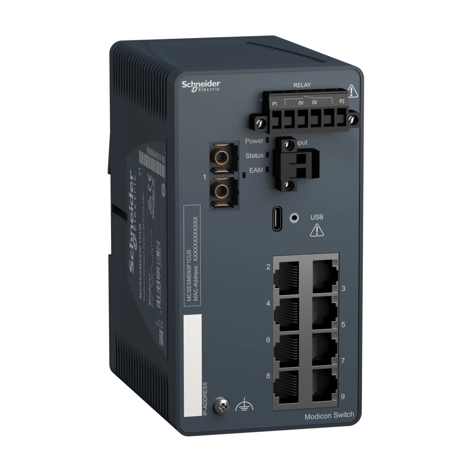 Produktfoto 1 von Schneider Electric MCSESM093F1CU0 Netzwerk Switch 9-Port Managed Switch