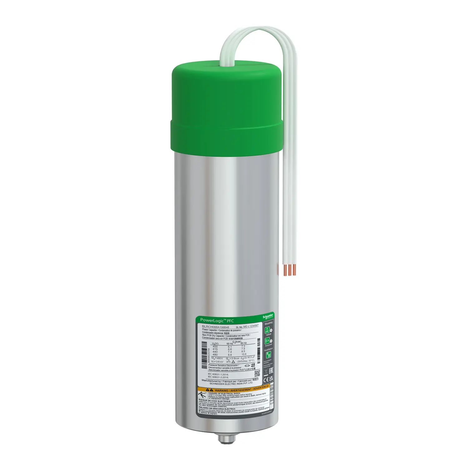 Produktfoto 1 von Schneider Electric Kondensator mit Leistungsfaktorkorrektur, 8.8 kvar / 10.6 kvar, Serie Hduty