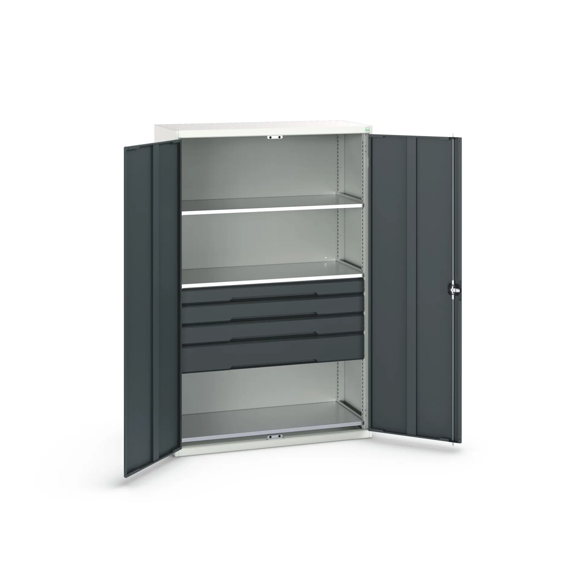 Produktfoto 1 von Bott Aufbewahrungsschrank Typ Bestückter Schrank 2 Tür/en 3 Regal/e 4 Schublade/n 2000 mm 1300 mm Ja 550 mm Stahlblech