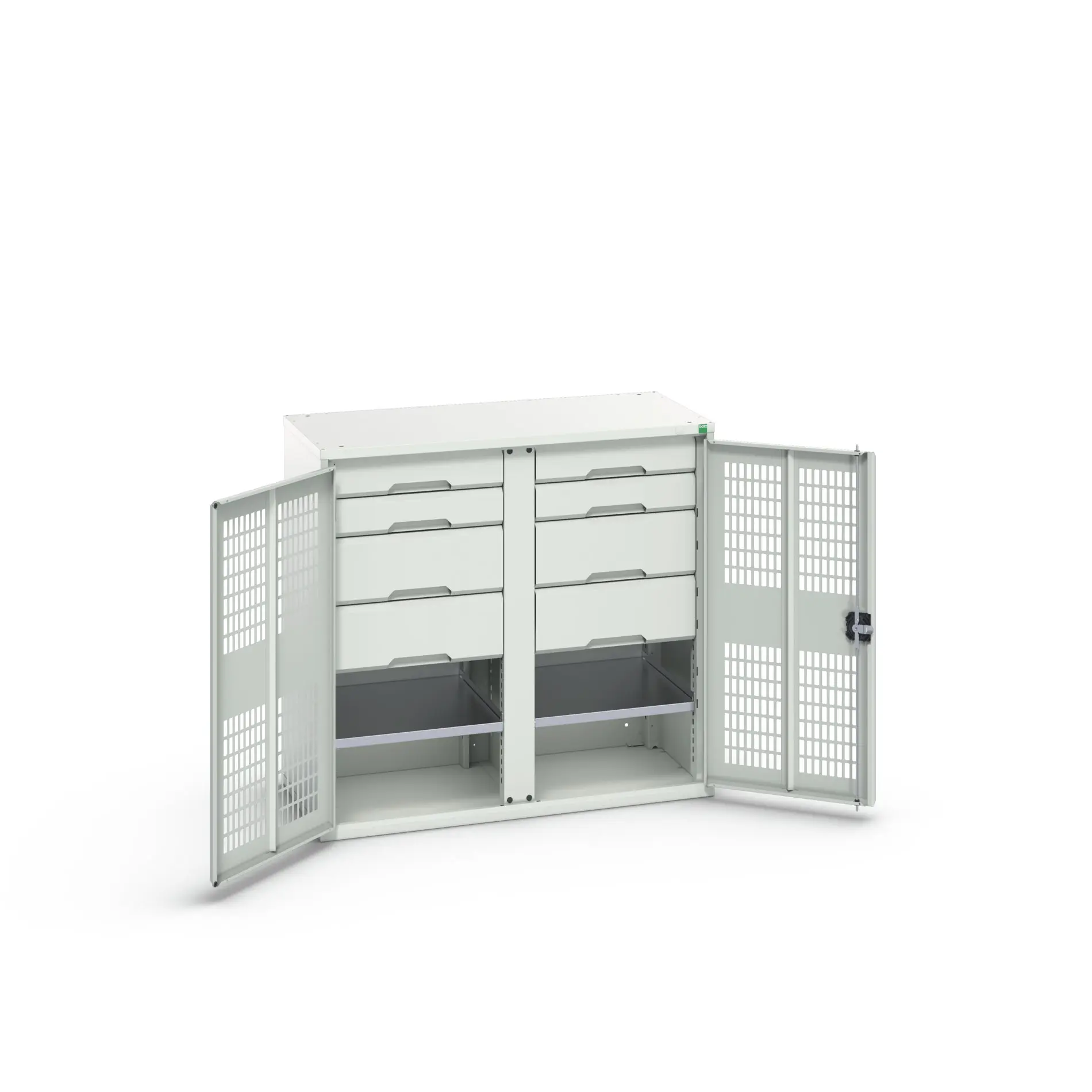 Produktfoto 1 von Schrank Typ Bestückter Schrank 2 Tür/en 2 Regal/e 8 Schublade/n Stahlblech