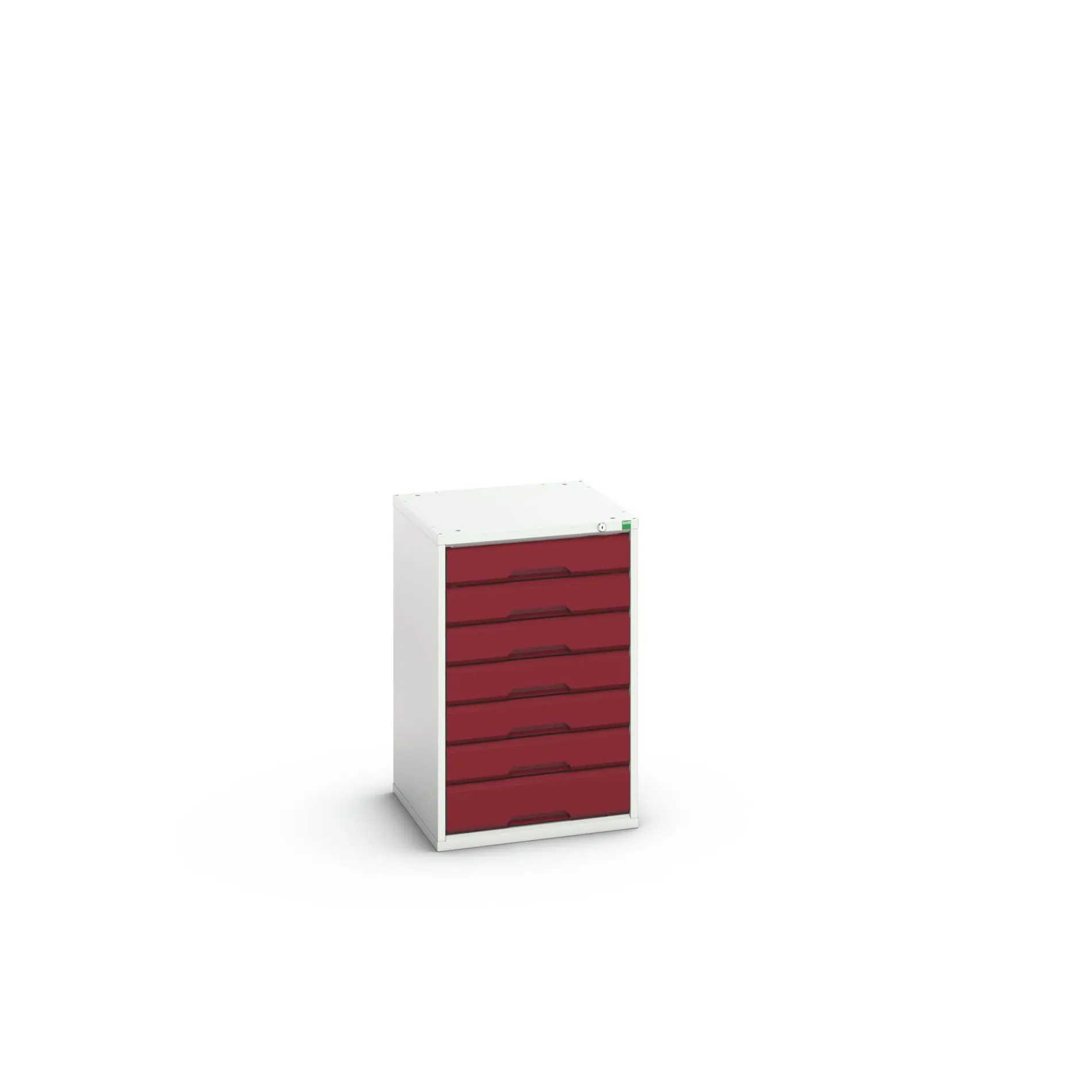 Produktfoto 1 von Bott 7 Stahl Schubladenbehälter Schrank Hellgrau, Rot, 800 mm x 525 mm x 550 mm