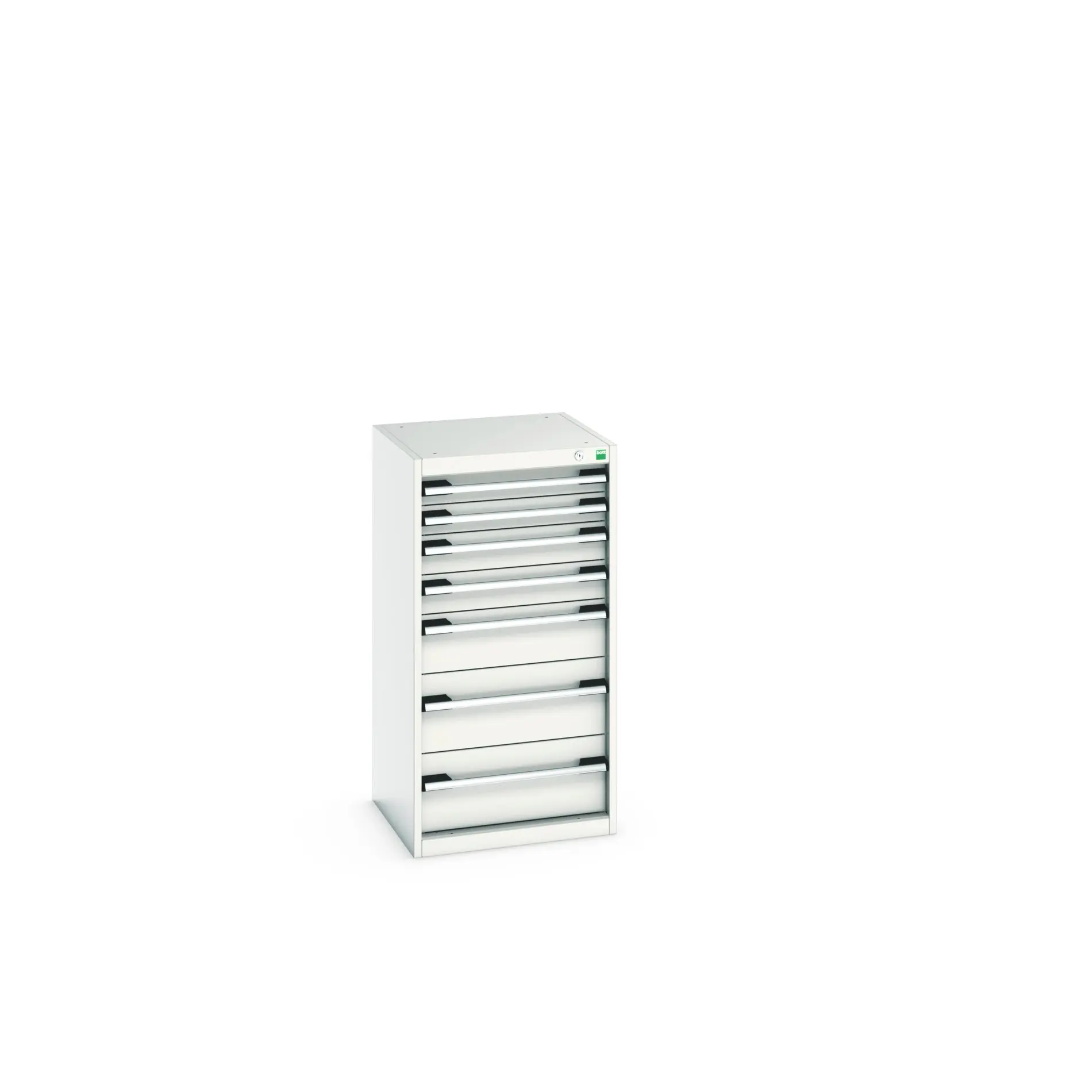 Produktfoto 1 von Bott 7 Stahl Schubladenbehälter Schrank Hellgrau, 1000 mm x 525 mm x 525 mm