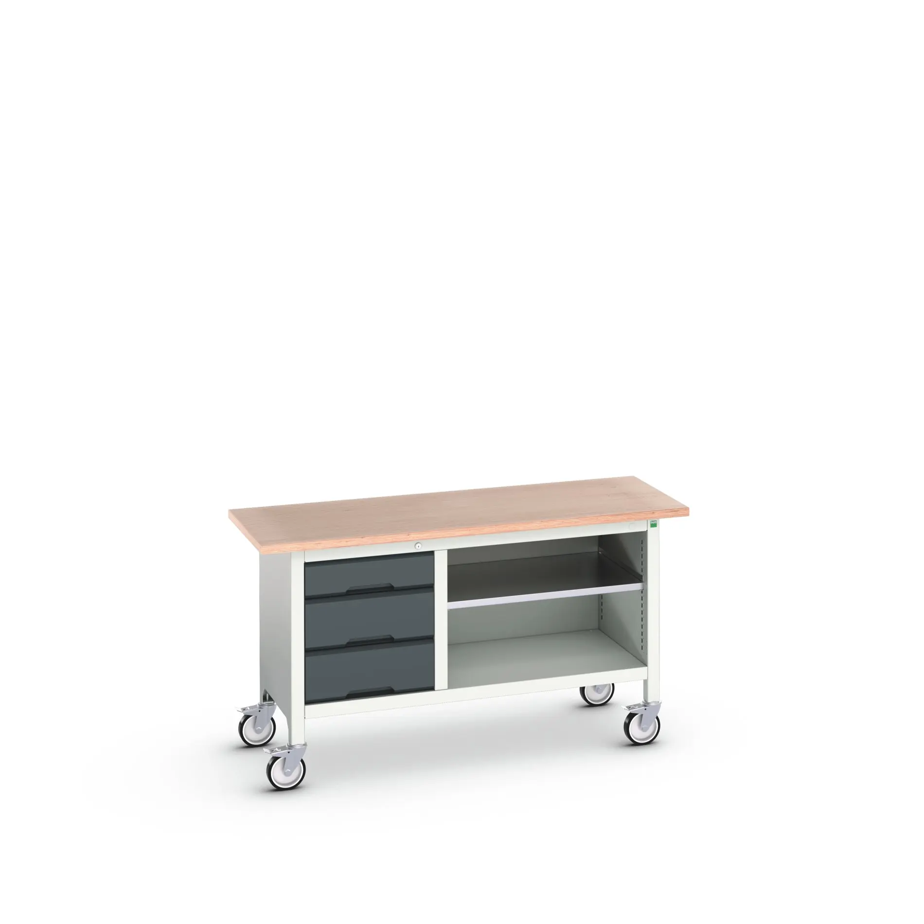 Produktfoto 1 von Bott Aufbewahrungsschrank Typ Aufbewahrungstisch Freistehend 1 Regal/e 3 Schublade/n 830 mm 1500 mm 600 mm mit Rädern