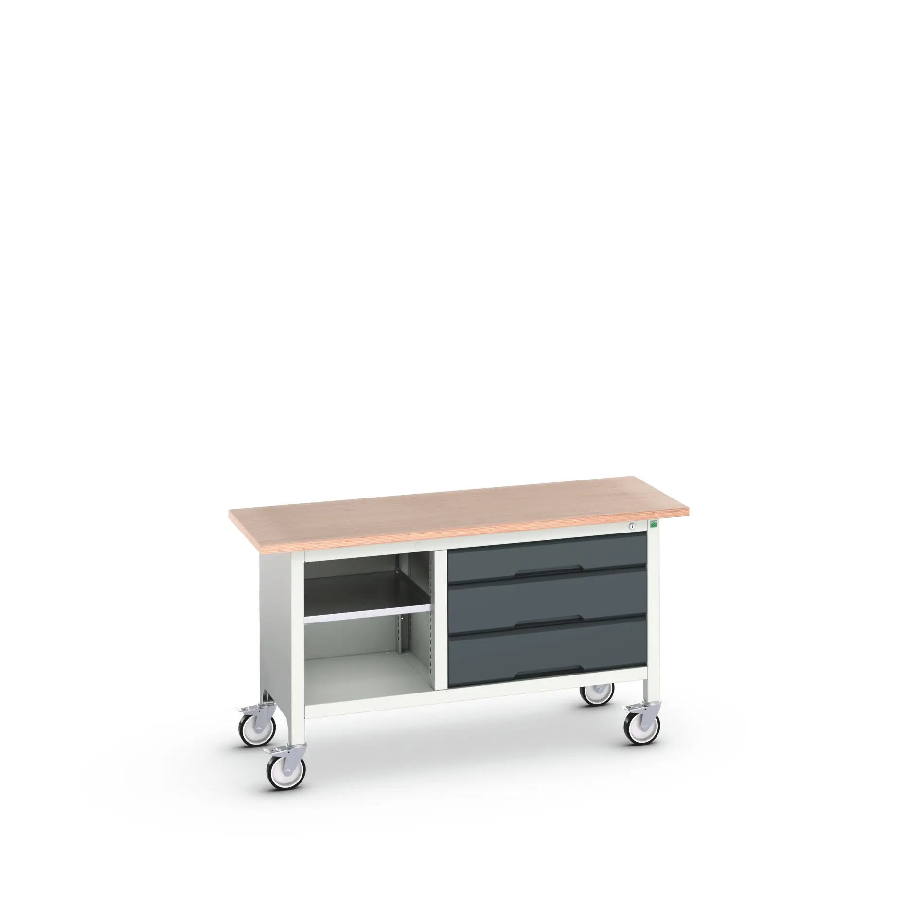 Produktfoto 1 von Bott Aufbewahrungsschrank Typ Aufbewahrungstisch Freistehend 1 Regal/e 3 Schublade/n 830 mm 1500 mm 600 mm mit Rädern