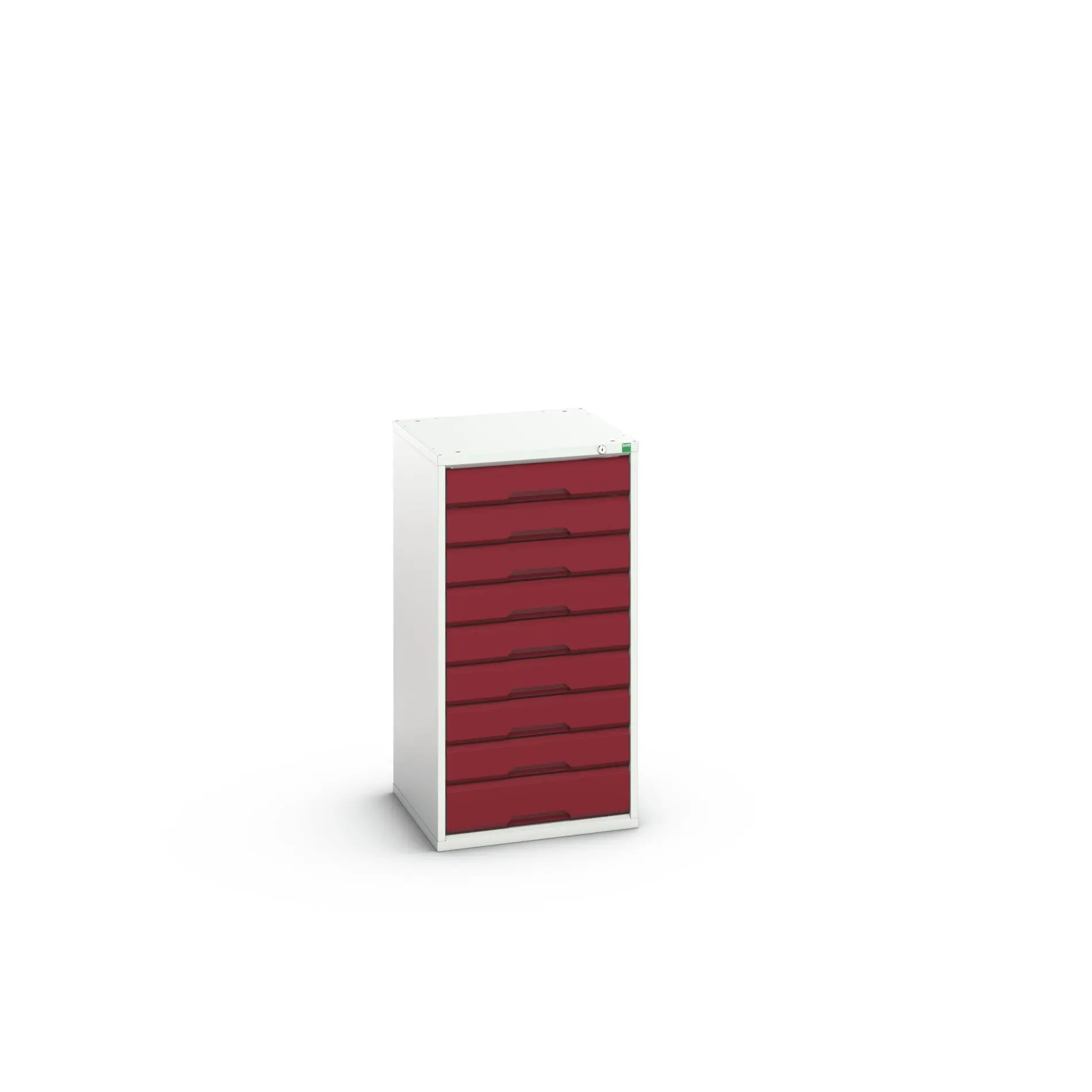 Produktfoto 1 von Bott 9 Stahl Schubladenbehälter Schrank Hellgrau, Rot, 1000 mm x 525 mm x 550 mm