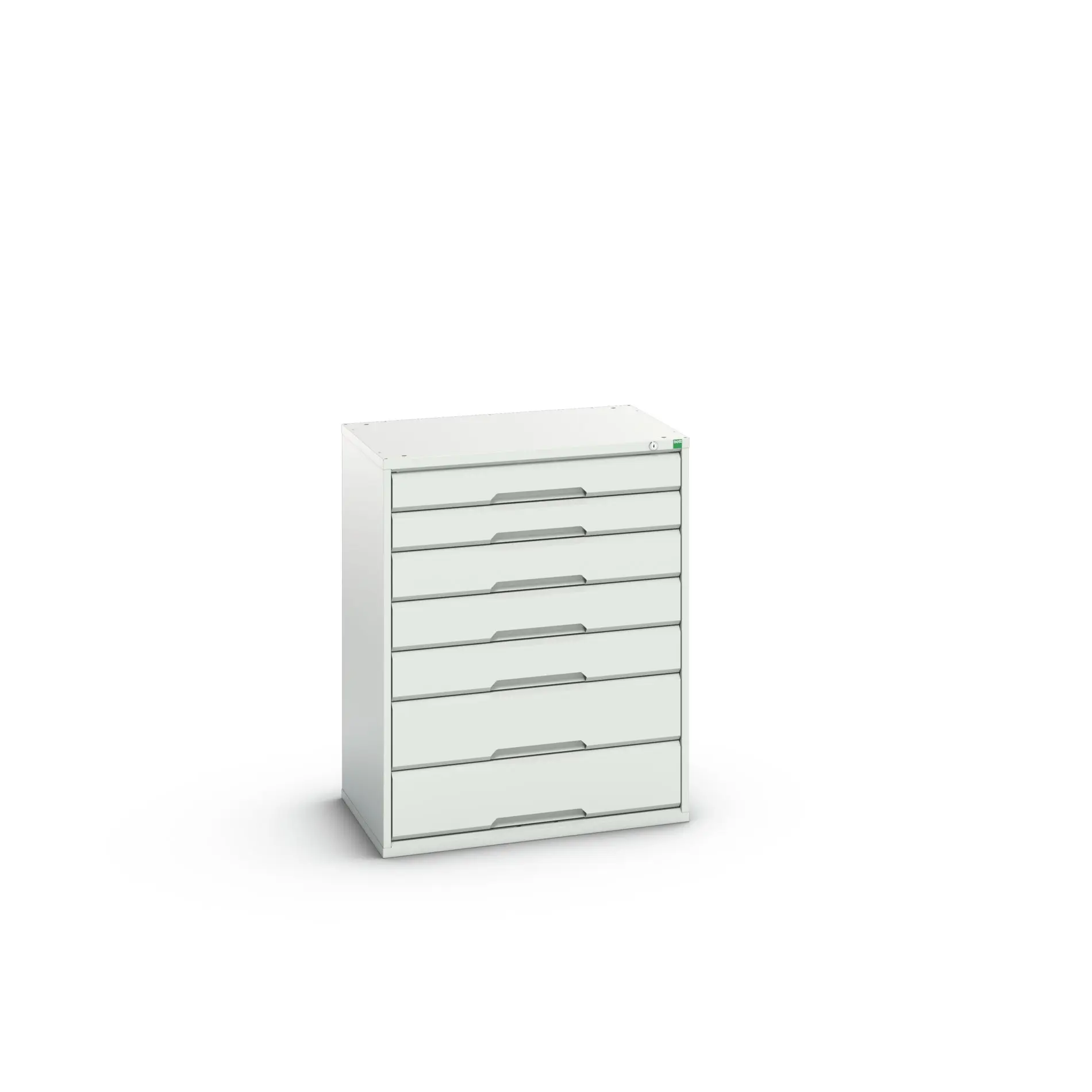 Produktfoto 1 von Bott 7 Stahl Schubladenbehälter Schrank Hellgrau, 1000 mm x 800 mm x 550 mm