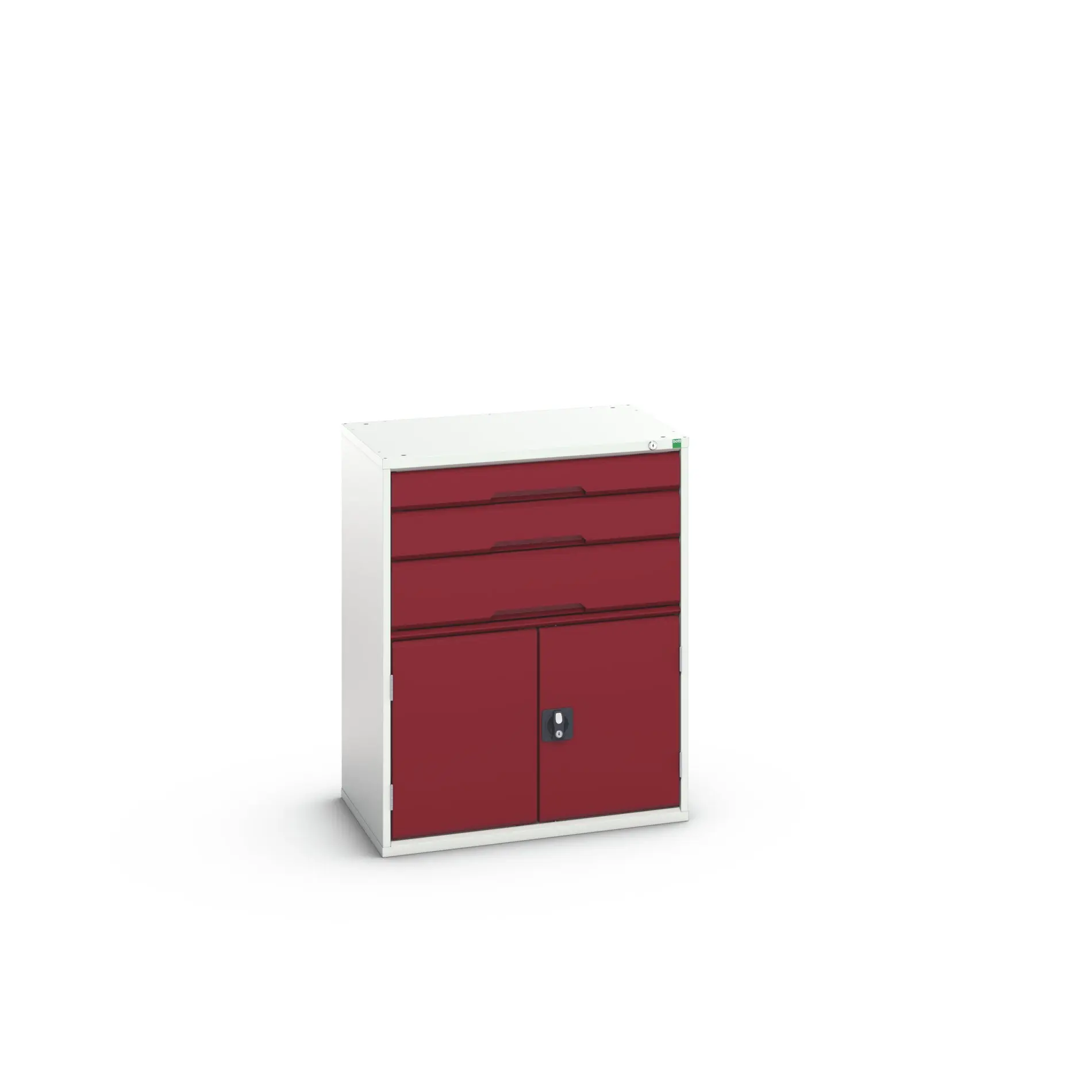 Produktfoto 1 von Bott 3 Stahl Schubladenbehälter Schrank Hellgrau, Rot, 1000 mm x 800 mm x 550 mm
