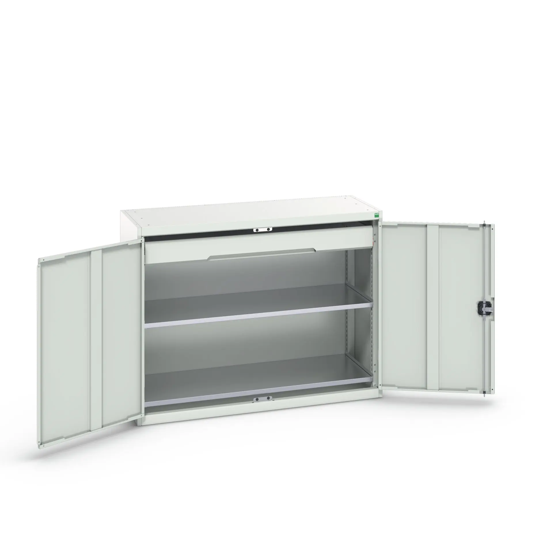 Produktfoto 1 von Bott Aufbewahrungsschrank Typ Bestückter Schrank 2 Tür/en 2 Regal/e 1 Schublade/n 1000 mm 1300 mm Ja 550 mm Stahlblech