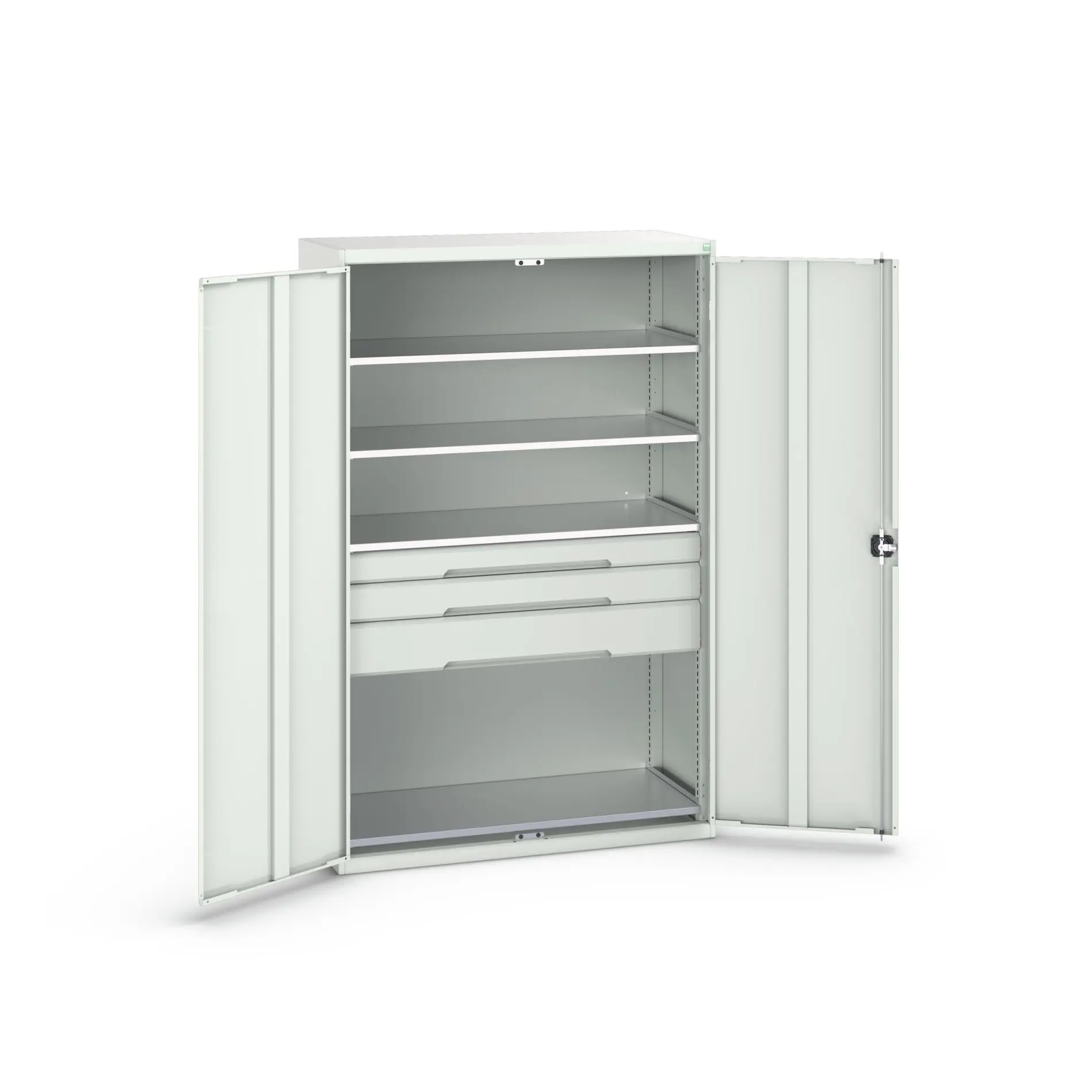 Produktfoto 1 von Bott Aufbewahrungsschrank Typ Bestückter Schrank 2 Tür/en 4 Regal/e 3 Schublade/n 2000 mm 1300 mm Ja 550 mm Stahlblech