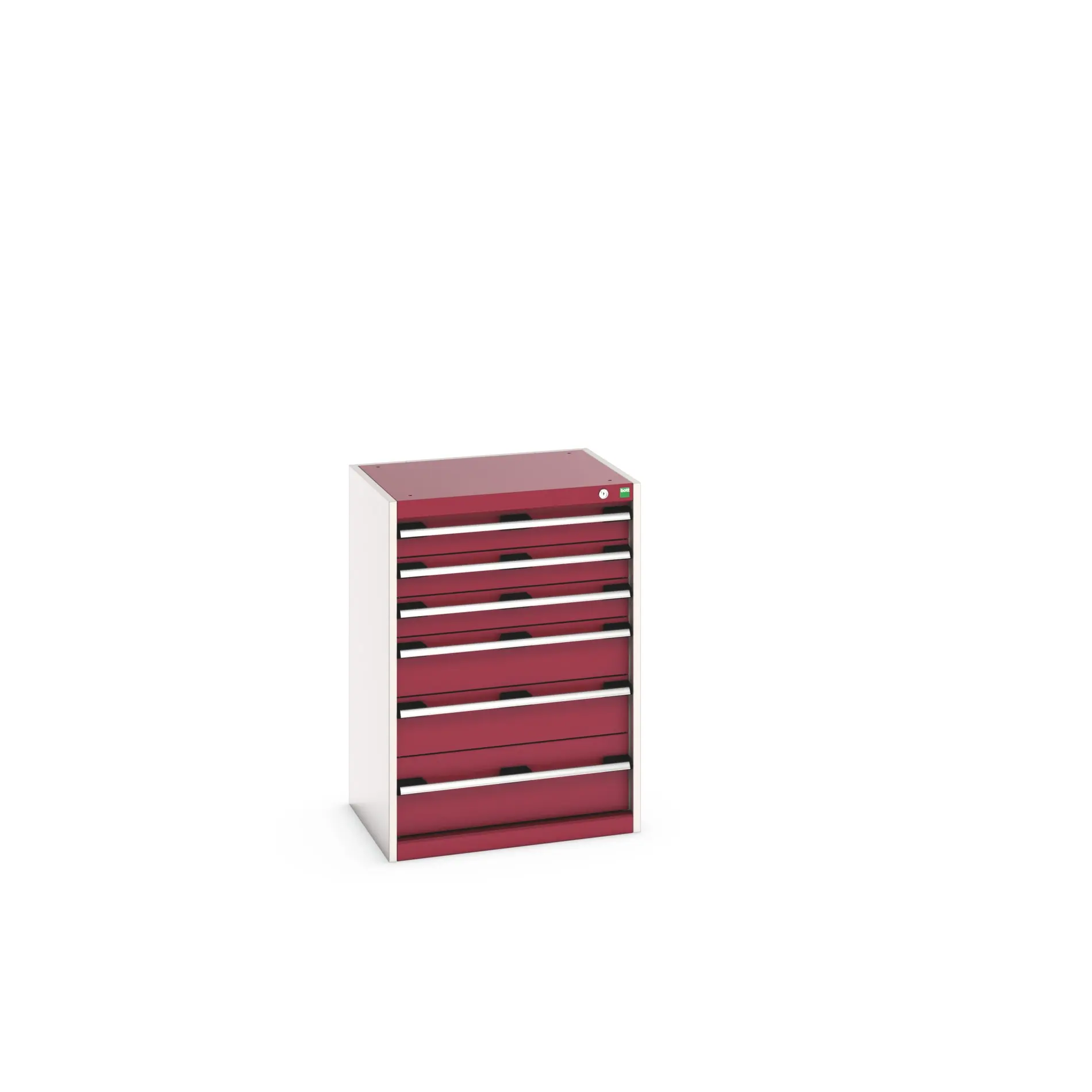 Produktfoto 1 von Bott 6 Stahl Schubladenbehälter Schrank Hellgrau, Rot, 900 mm x 650 mm x 525 mm