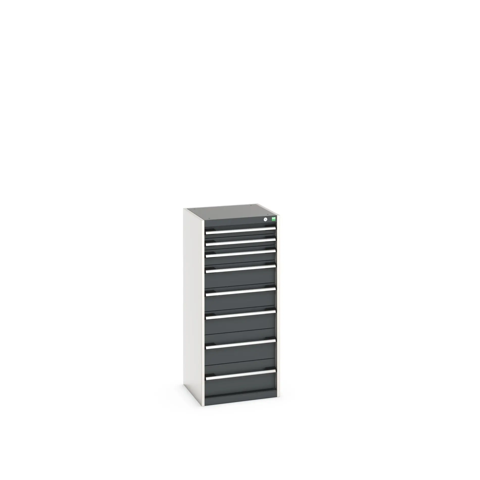 Produktfoto 1 von Bott 8 Stahl Schubladenbehälter Schrank Hellgrau, Anthrazit, 1200 mm x 525 mm x 525 mm