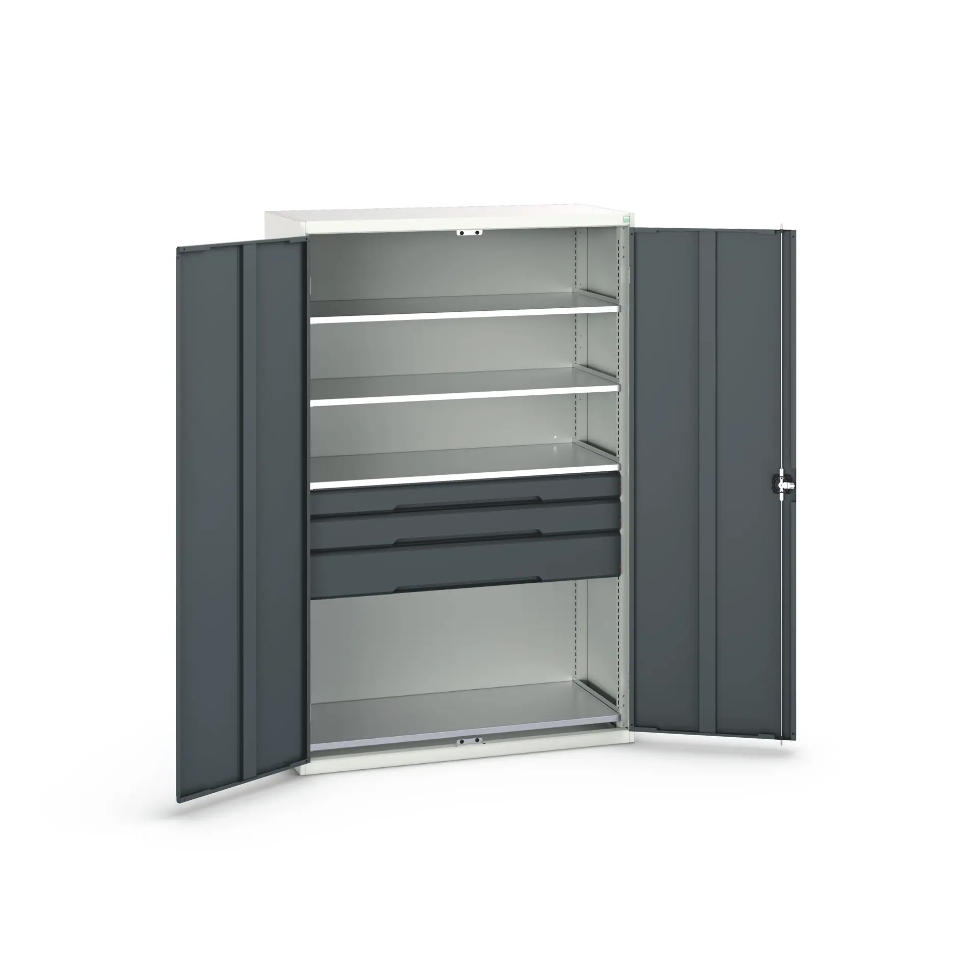 Produktfoto 1 von Bott Aufbewahrungsschrank Typ Bestückter Schrank 2 Tür/en 4 Regal/e 3 Schublade/n 2000 mm 1300 mm Ja 550 mm Stahlblech