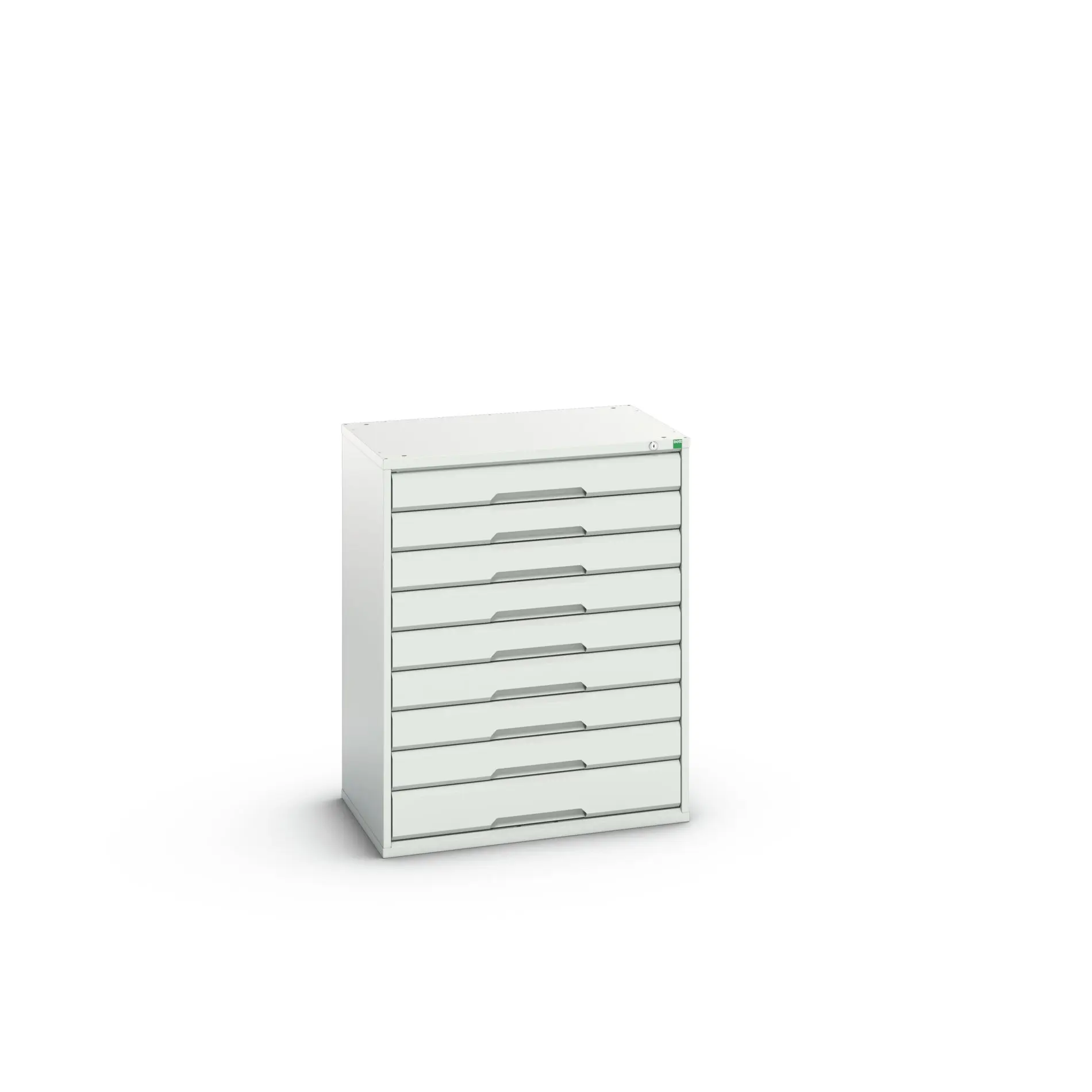 Produktfoto 1 von Bott 9 Stahl Schubladenbehälter Schrank Hellgrau, 1000 mm x 800 mm x 550 mm