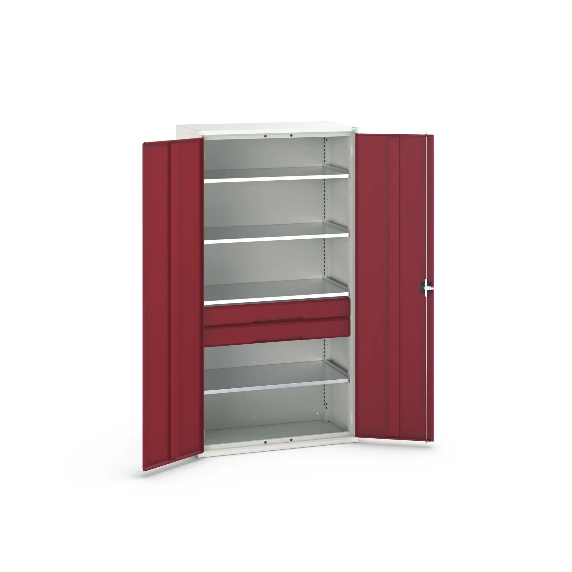 Produktfoto 1 von Bott Aufbewahrungsschrank Typ Bestückter Schrank 2 Tür/en 4 Regal/e 2 Schublade/n 2000 mm 1050 mm Ja 550 mm Stahlblech