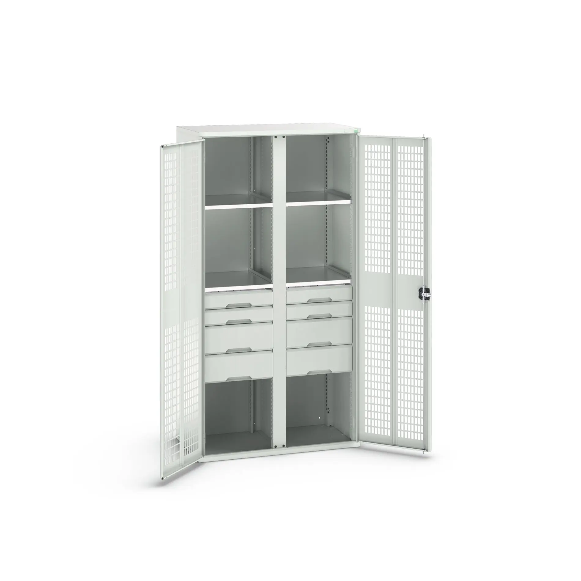 Produktfoto 1 von Bott Aufbewahrungsschrank Typ Bestückter Schrank 2 Tür/en 4 Regal/e 8 Schublade/n 2000 mm 1050 mm Ja 550 mm Stahlblech