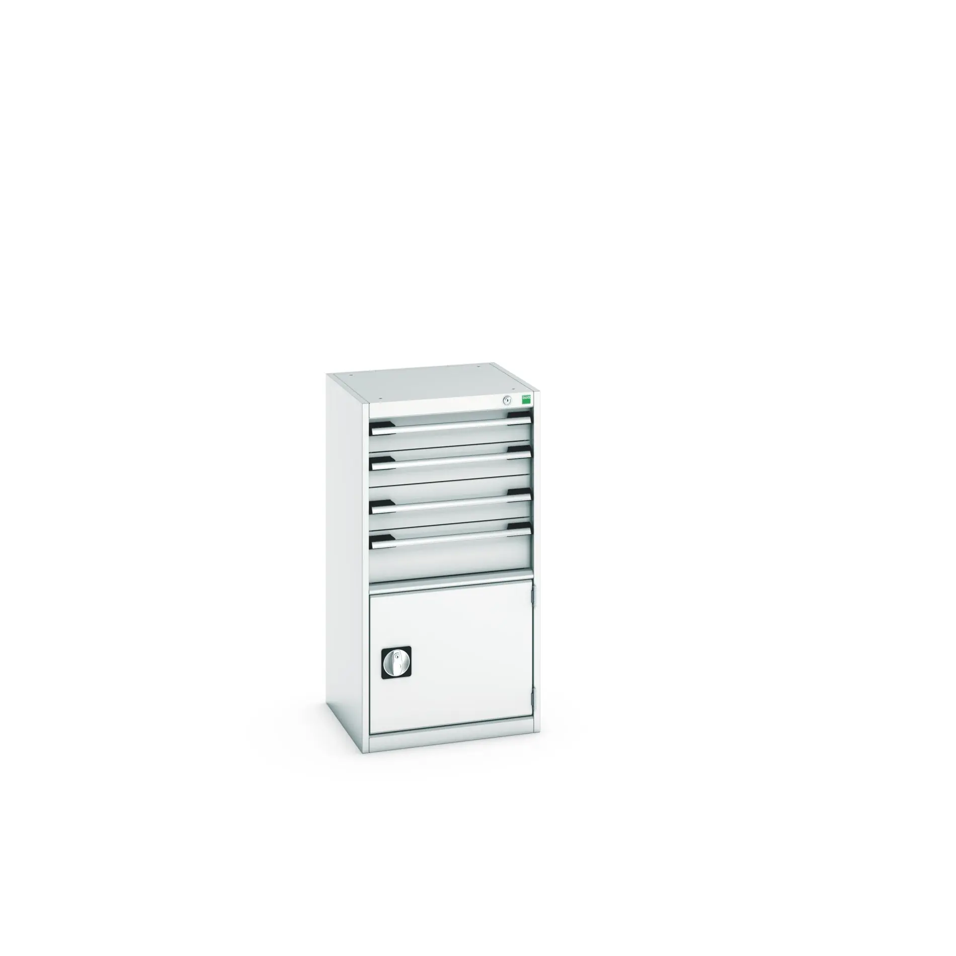 Produktfoto 1 von Bott 4 Stahl Schubladenbehälter Schrank Hellgrau, 1000 mm x 525 mm x 525 mm