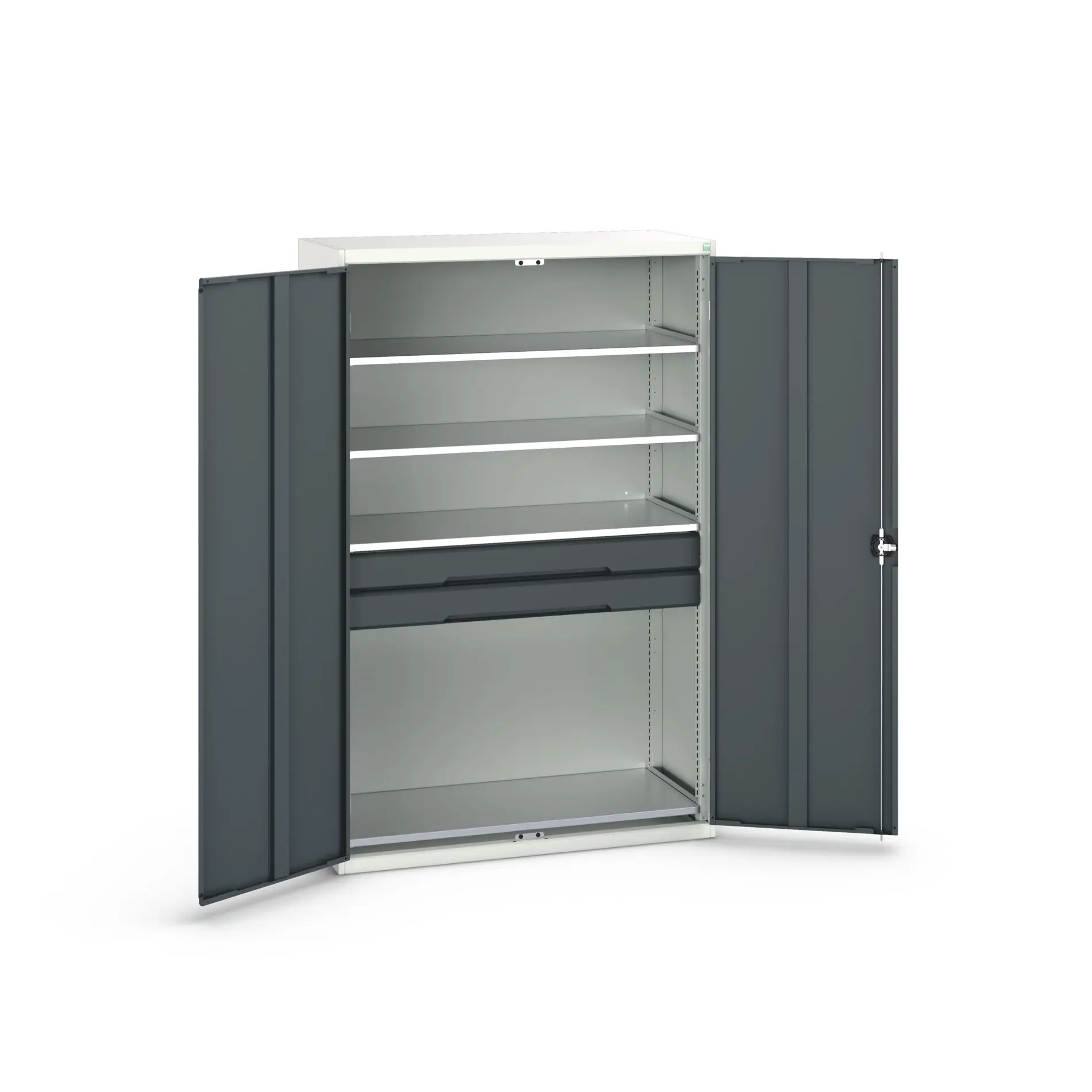 Produktfoto 1 von Bott Aufbewahrungsschrank Typ Bestückter Schrank 2 Tür/en 4 Regal/e 2 Schublade/n 2000 mm 1300 mm Ja 550 mm Stahlblech