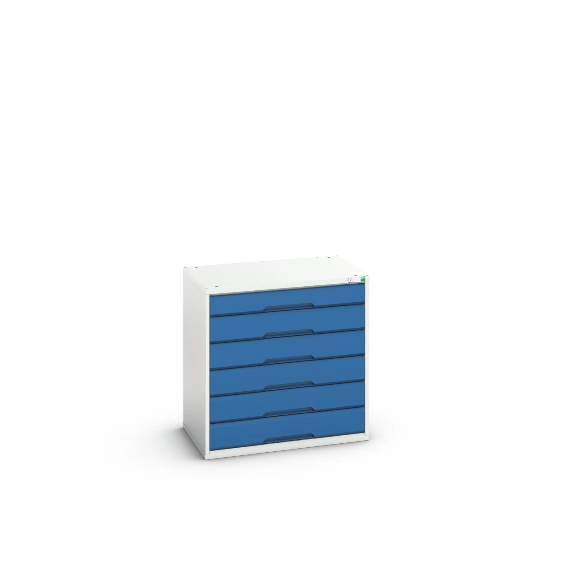 Produktfoto 1 von Bott 6 Stahl Schubladenbehälter Schrank Hellgrau, Blau, 800 mm x 800 mm x 550 mm