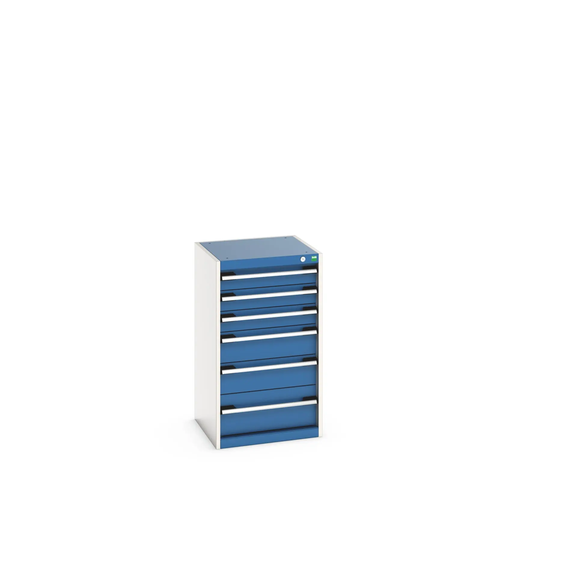 Bott 6 Stahl Schubladenbehälter Schrank Blau, Hellgrau, 900 mm x 525 mm x 525 mm