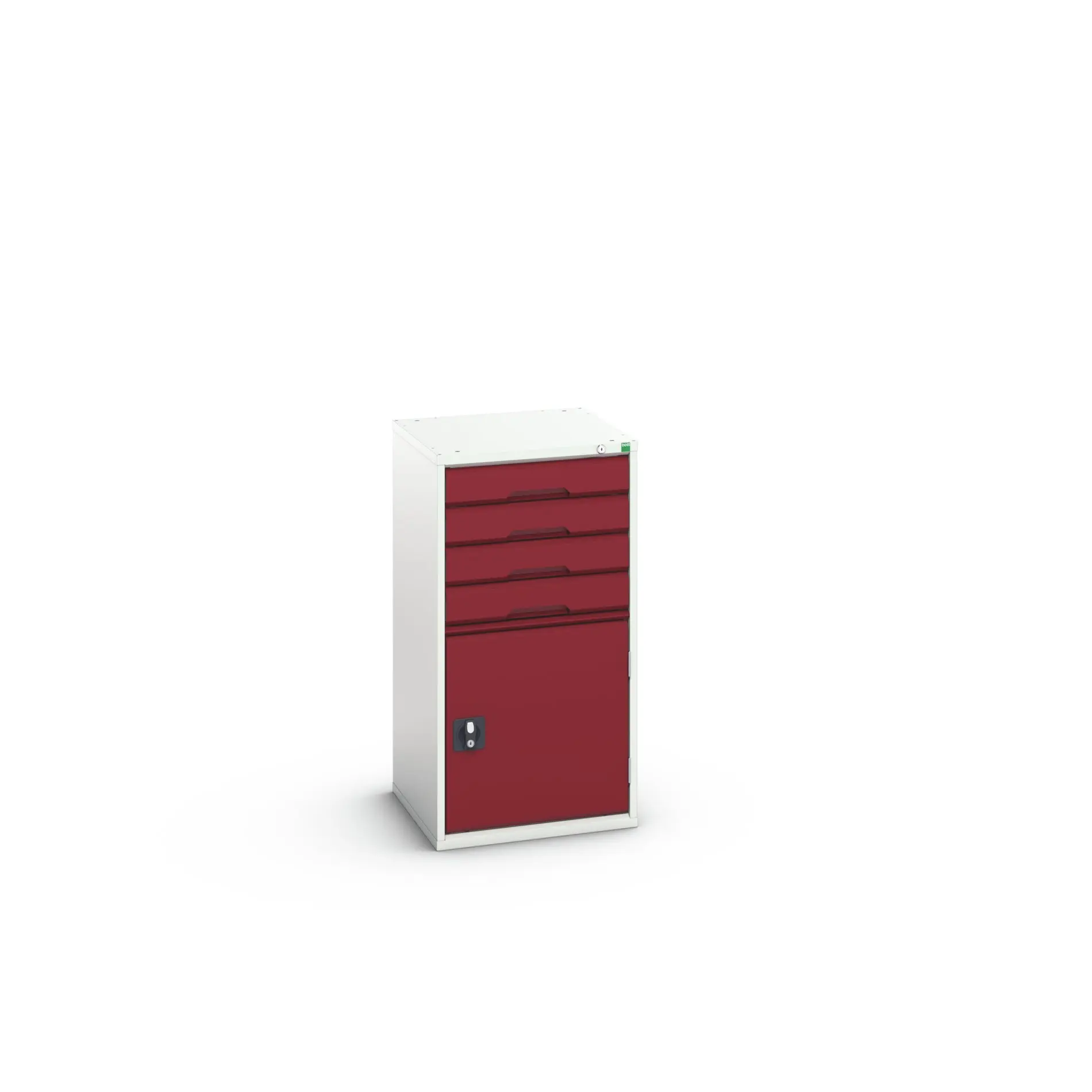Produktfoto 1 von Bott 4 Stahl Schubladenbehälter Schrank Hellgrau, Rot, 1000 mm x 525 mm x 550 mm