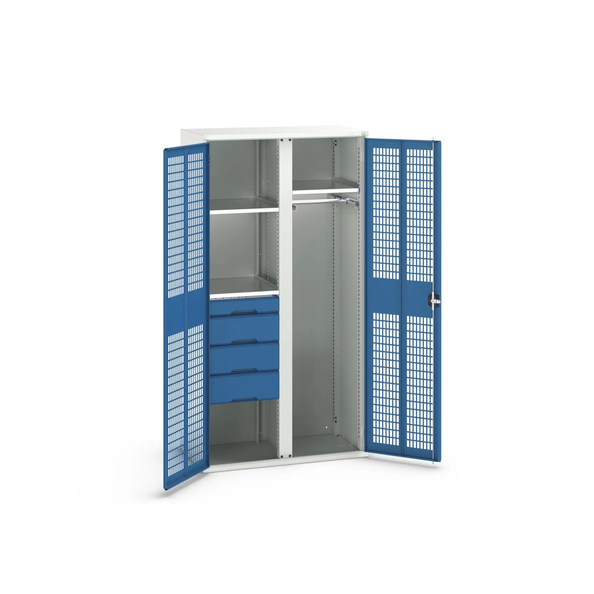 Produktfoto 1 von Bott Aufbewahrungsschrank Typ Bestückter Schrank 2 Tür/en 3 Regal/e 4 Schublade/n 2000 mm 1050 mm Ja 550 mm Stahlblech