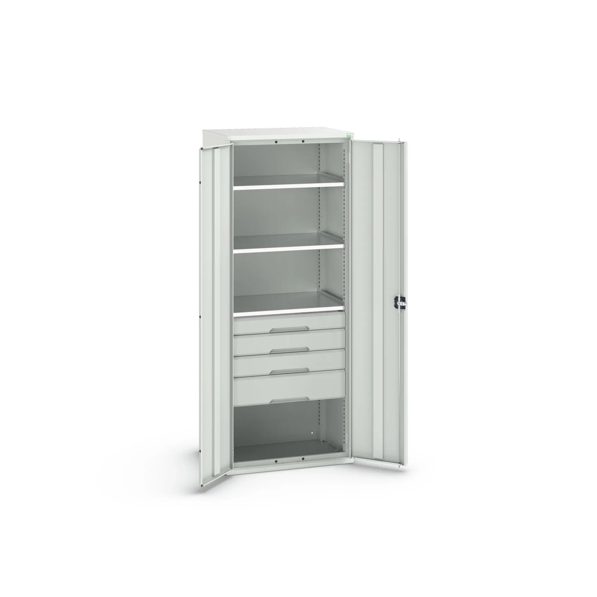 Produktfoto 1 von Bott Aufbewahrungsschrank Typ Bestückter Schrank 2 Tür/en 3 Regal/e 4 Schublade/n 2000 mm 80 mm Ja 550 mm Stahlblech