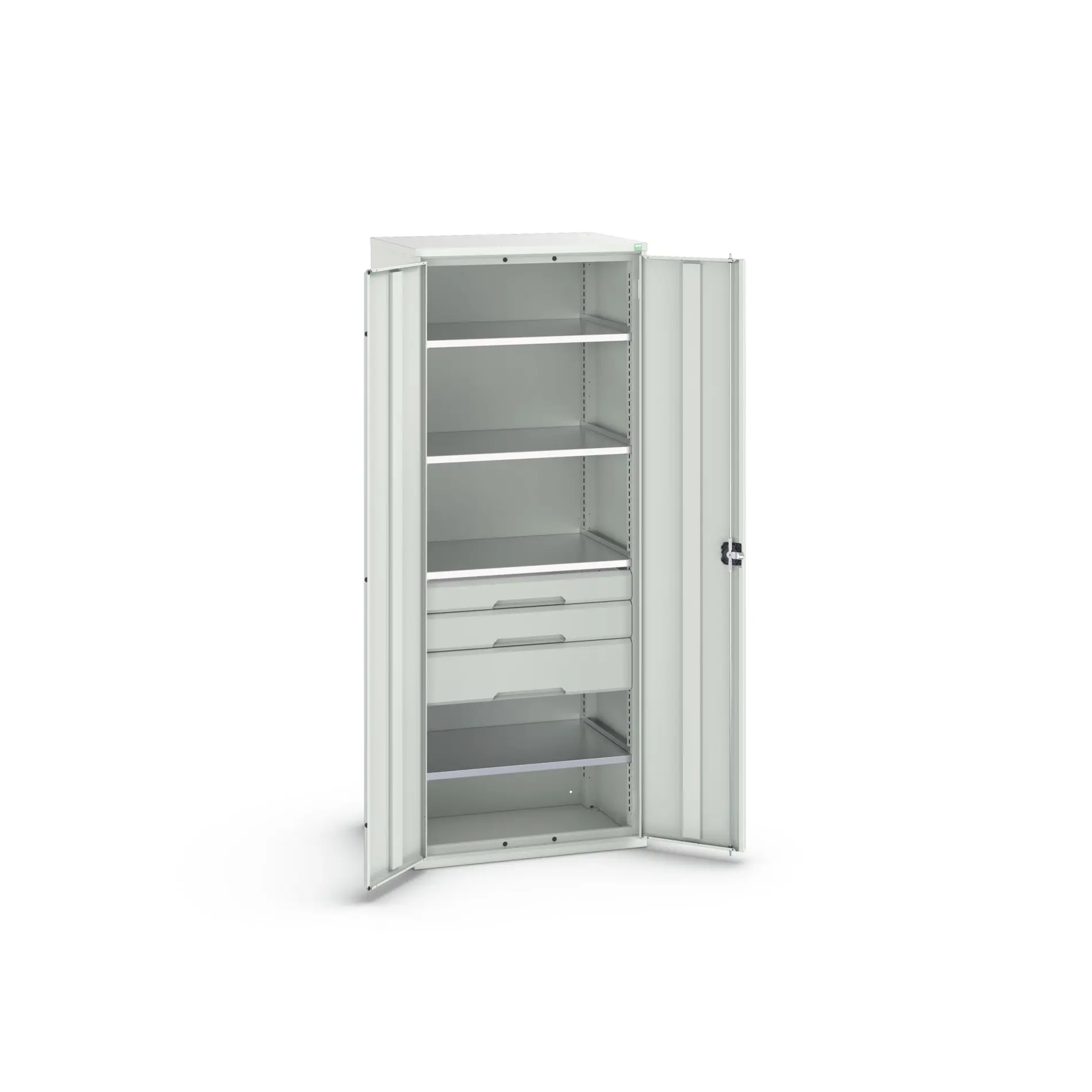 Produktfoto 1 von Bott Aufbewahrungsschrank Typ Bestückter Schrank 2 Tür/en 4 Regal/e 3 Schublade/n 2000 mm 80 mm Ja 550 mm Stahlblech