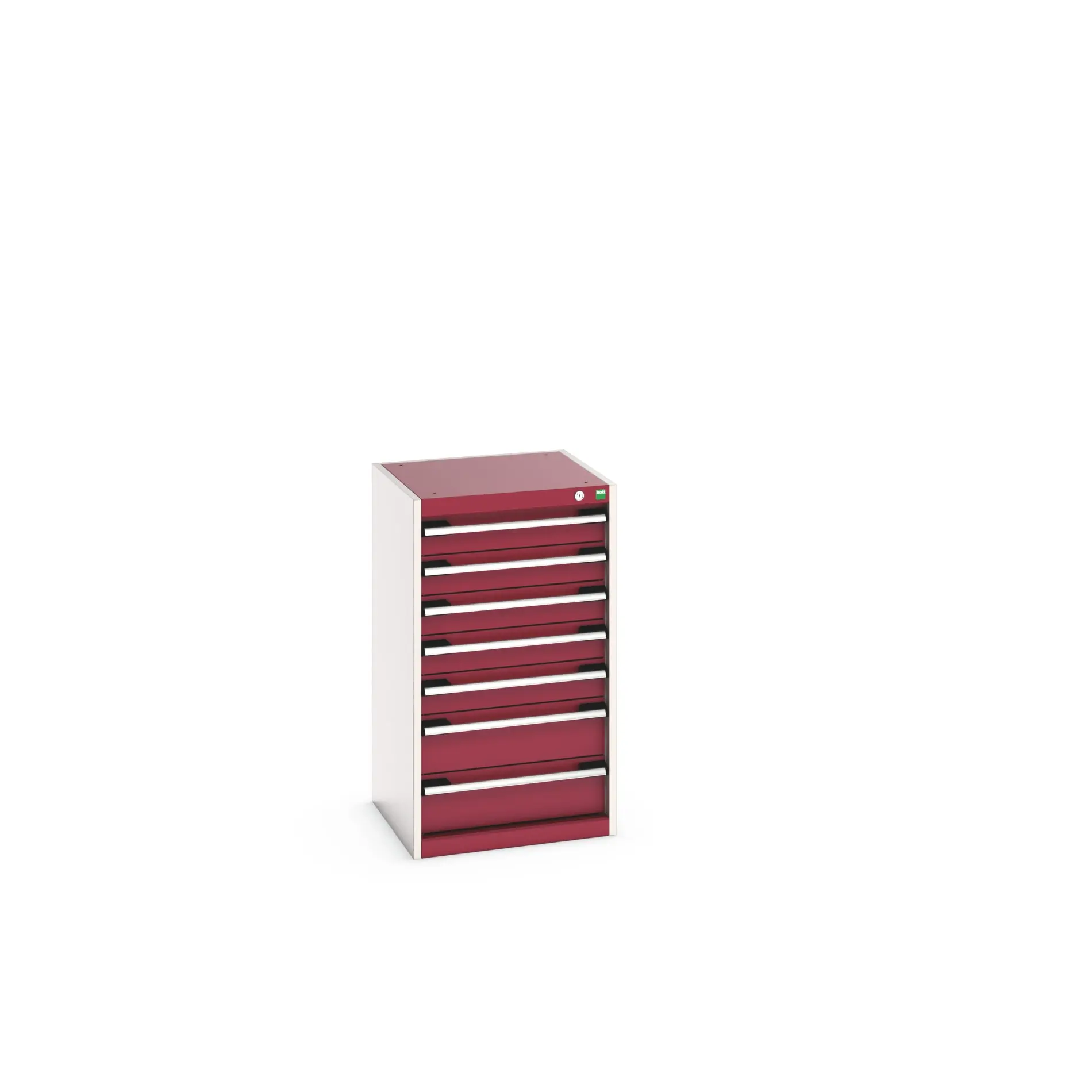 Produktfoto 1 von Bott 7 Stahl Schubladenbehälter Schrank Rot, Hellgrau, 900 mm x 525 mm x 525 mm