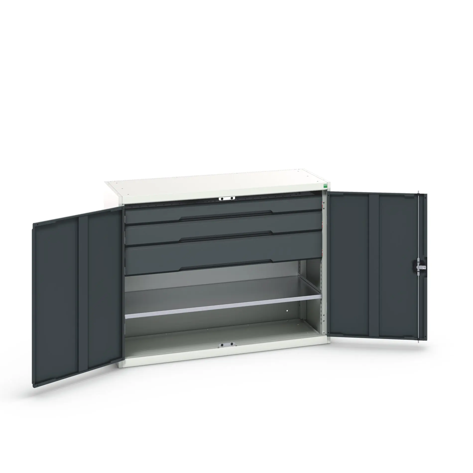 Produktfoto 1 von Bott Schrank Typ Bestückter Schrank 2 Tür/en 1 Regal/e 3 Schublade/n 1000 mm 1300mm Abschließbar 550 mm Stahlblech