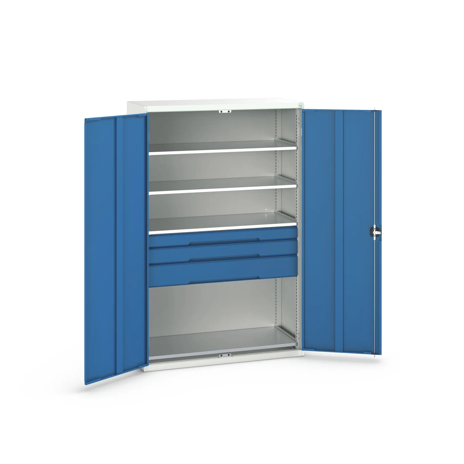Produktfoto 1 von Bott Aufbewahrungsschrank Typ Bestückter Schrank 2 Tür/en 4 Regal/e 3 Schublade/n 2000 mm 1300 mm Ja 550 mm Stahlblech