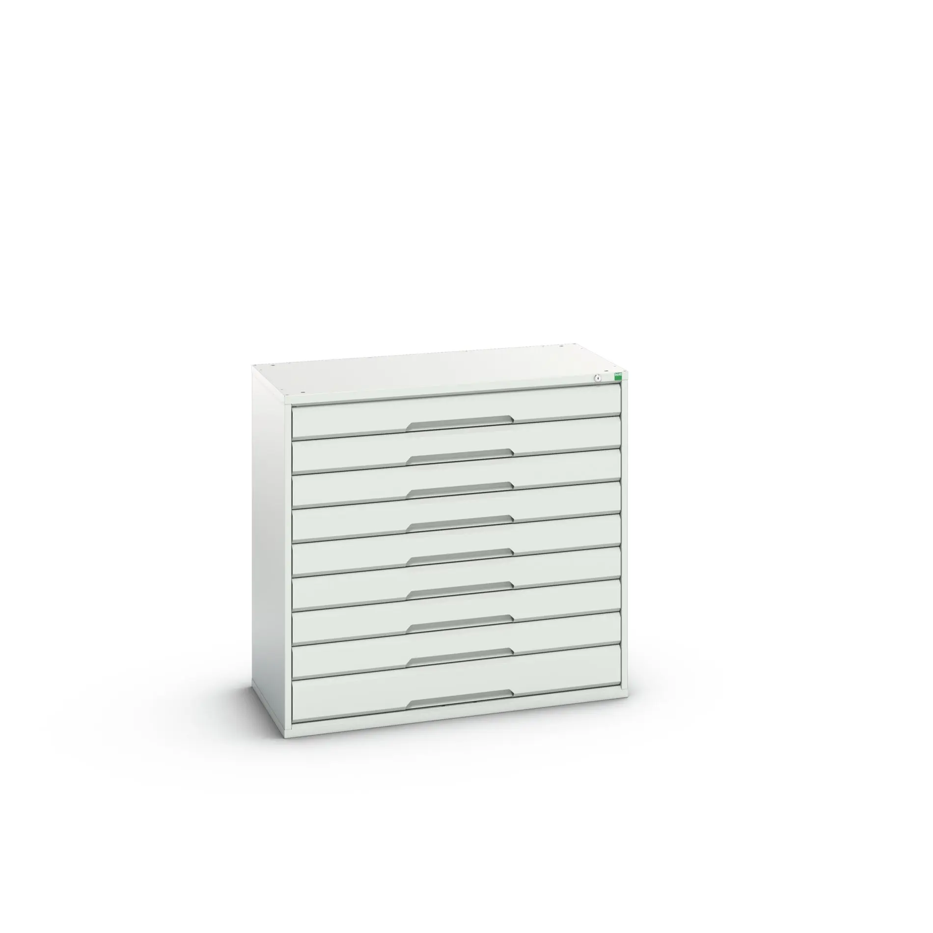 Produktfoto 1 von Bott 9 Stahl Schubladenbehälter Schrank Hellgrau, 1000 mm x 1050 mm x 550 mm