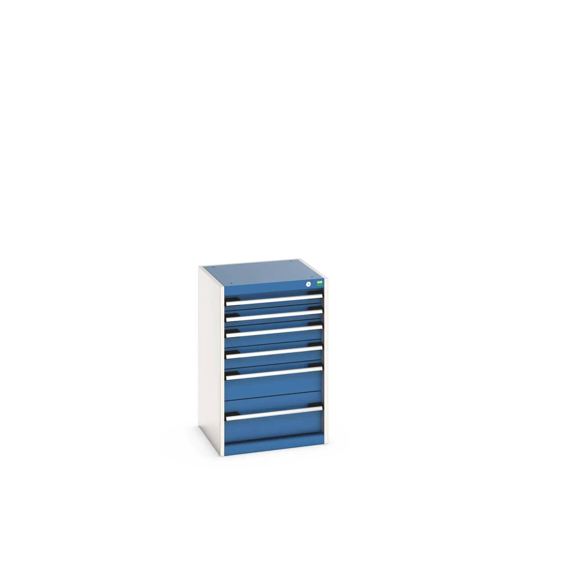 Produktfoto 1 von Bott 6 Stahl Schubladenbehälter Schrank Blau, Hellgrau, 800 mm x 525 mm x 525 mm